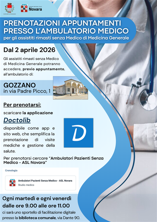 Prenotazioni appuntamenti presso l'ambulatorio medico a Gozzano